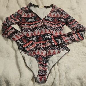 Nana Macs Festive Body Suit Size Large nwot